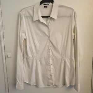 Theory Ivory Button-Up Blouse